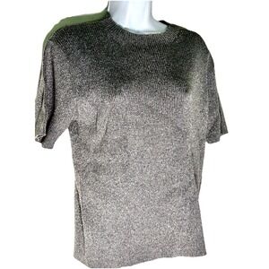Vtg Liz Claiborne Liz Sport L Silver Sparkle SS Sweater Cotton blend Preppy Boxy